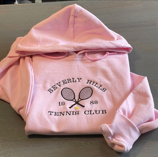 Beverly Hills  Hoodie | Tennis  Club Athletics Hoodie, custom embroidery design, vintage style athletic hoodie